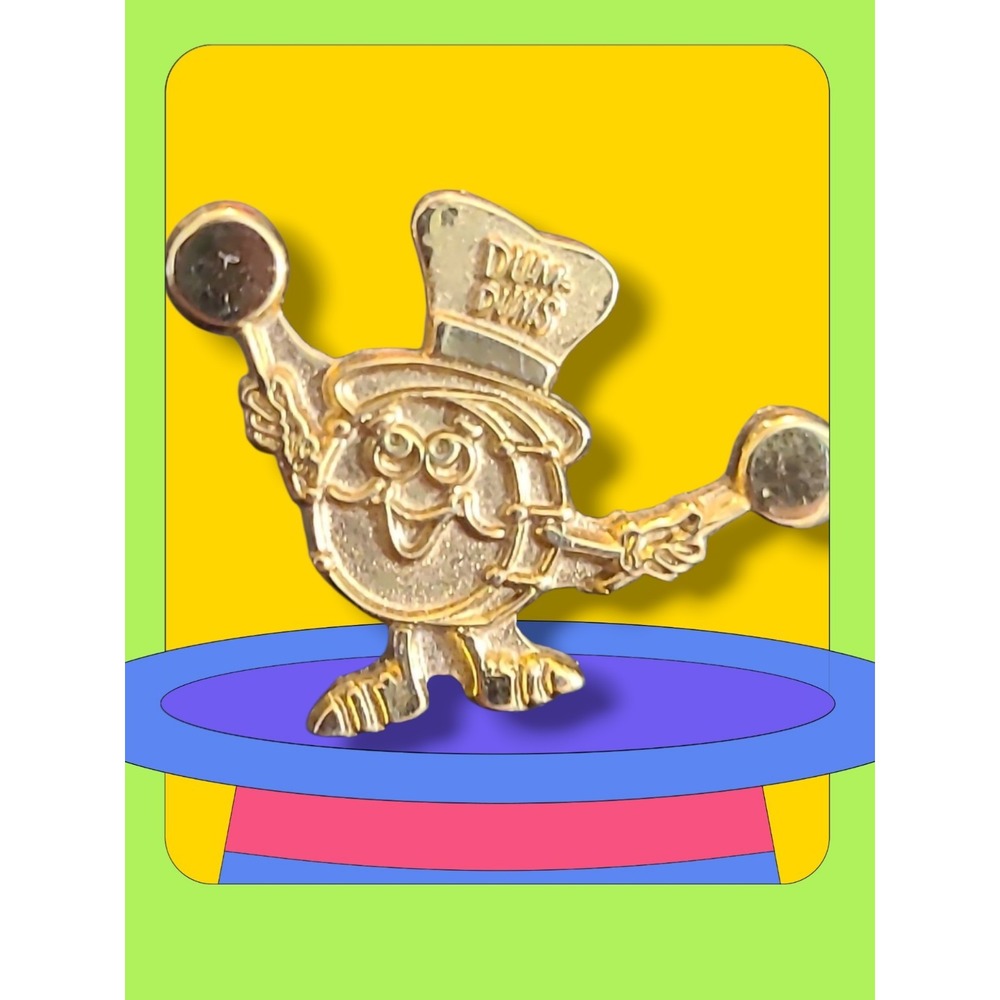 Vintage Gold Tone Dum Dums Lollipops Mascot Lapel Pin Candy Sucker Collectible
